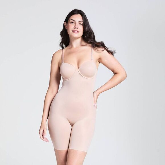 ASSETS by SPANX - ASSETS SPANX Strapless Bodysuit Shapewear Beige M  Beige - Picture 3 of 4